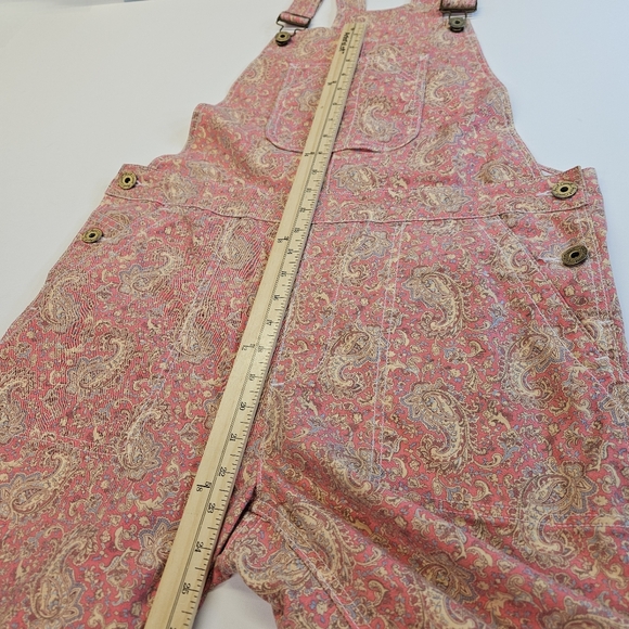 Vintage APRIL CORNELL Bib Overalls PINK FLORAL PAISLEY Cotton Blend Denim Small - Picture 6 of 9